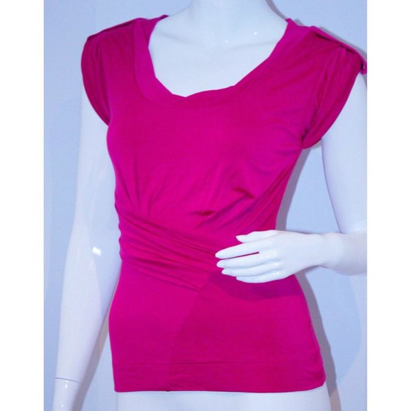 $890 TOM FORD Hot Pink FUCHSIA Sewn Top ITALY Draped Traverse SHIRT Viscose 36 - Picture 2 of 2